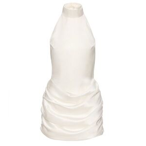 BRAND NEW Medeea White Silk Halter Mini Dress in XS
